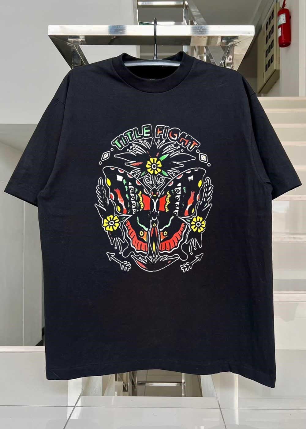 Title Fight butterfly flowers shirt
