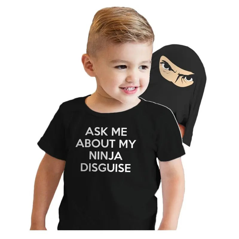 Toddler Ask Me About My Ninja Disguise T Shirt Cool Karate Face Mask Flip Tee Funny Toddler Shirts Ninja Apparel for...