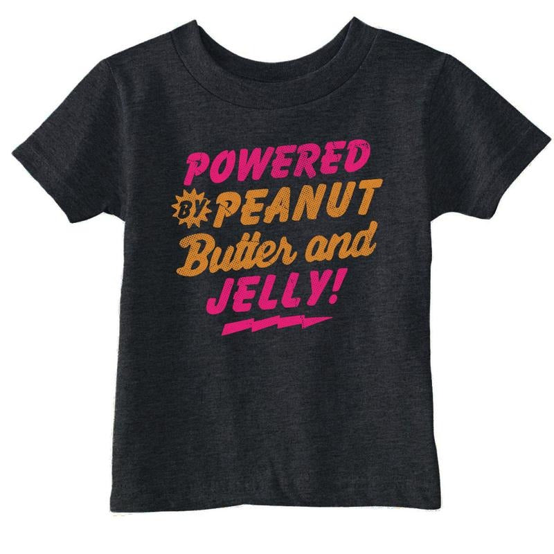 Toddler Funny T Shirts Powered By Peanut Butter And Jelly Sarcastic PB&J Graphic Novelty Tee For Toddlers Funny Toddler...