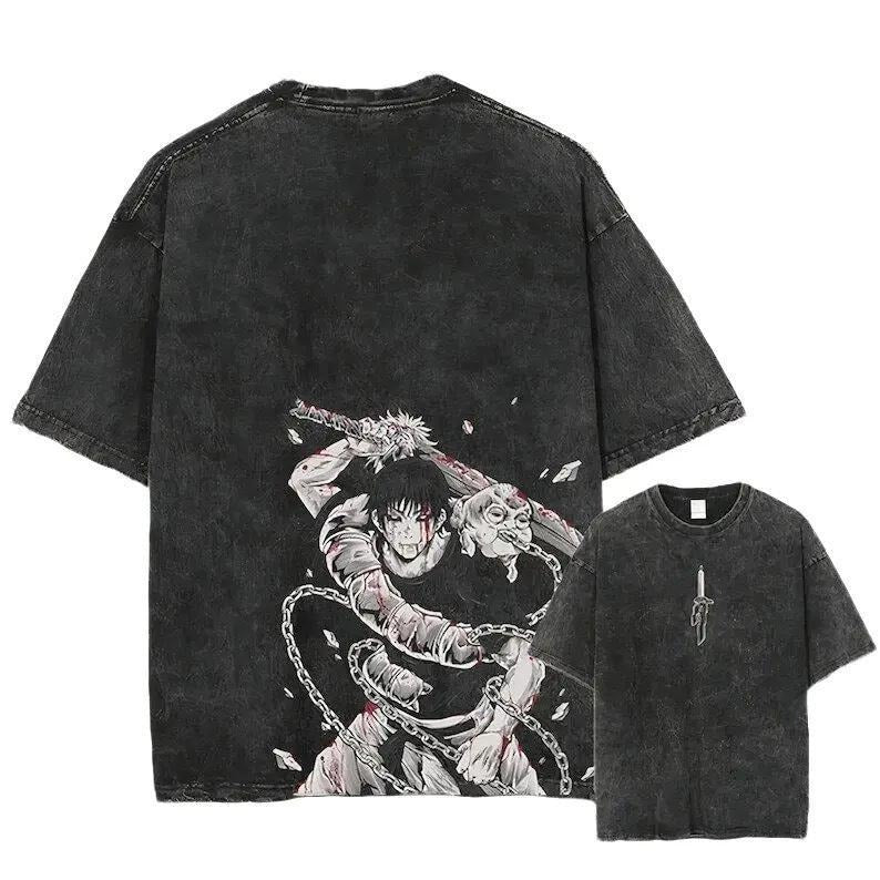 "Toji Fushiguro" Jujutsu Kaisen Anime Double Printed Washed Tee Unisex Oversize Anime Manga Washed T-shirt, Anime Fan,...