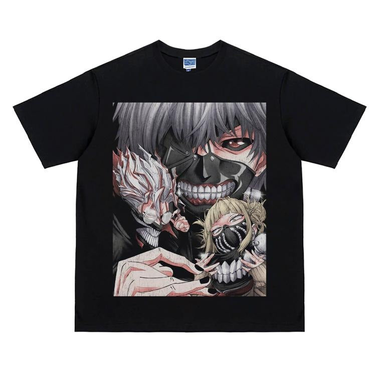 Tokyo Ghoul "The Three Evils" Vintage Oversized Tee Anime T-shirt 100% Cotton Original Design Men's Top for Fans Hoodie,...