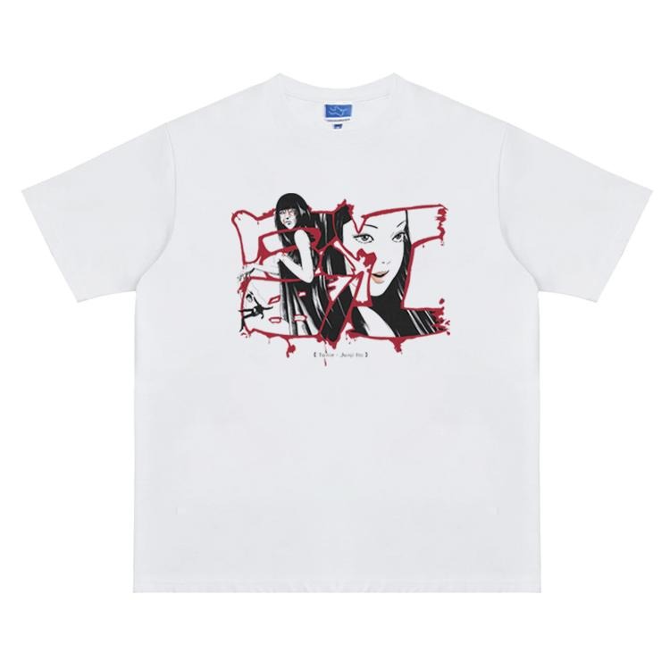 Tomie "I Love" Heavyweight Vintage Tee 100% Cotton OVERSIZED Anime T-shirt Menswear Top Crew Necks Tshirt Casual...