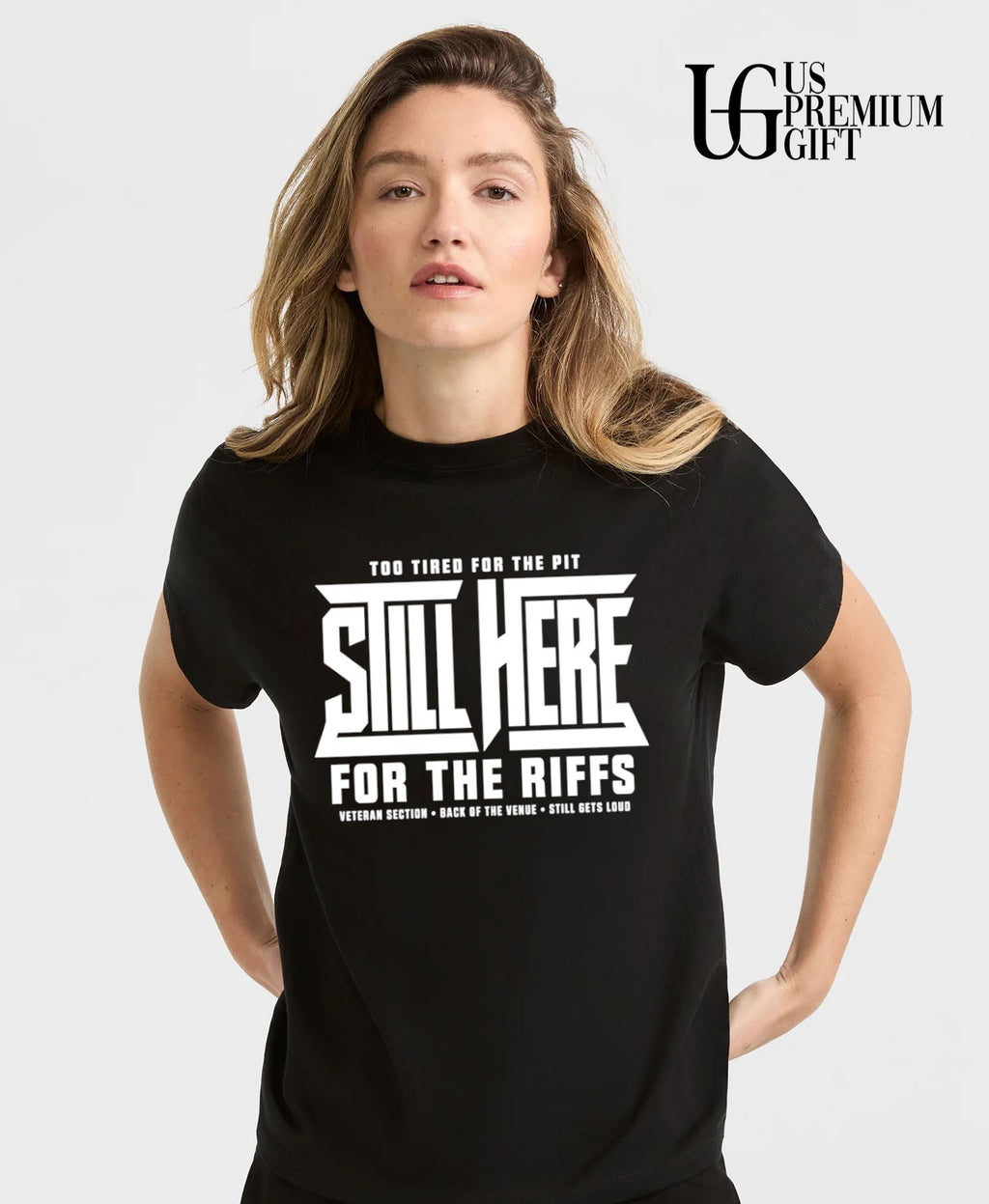 Too Tired for the Pit Still Here for the Riffs Veteran Section Back of the Venue shirt