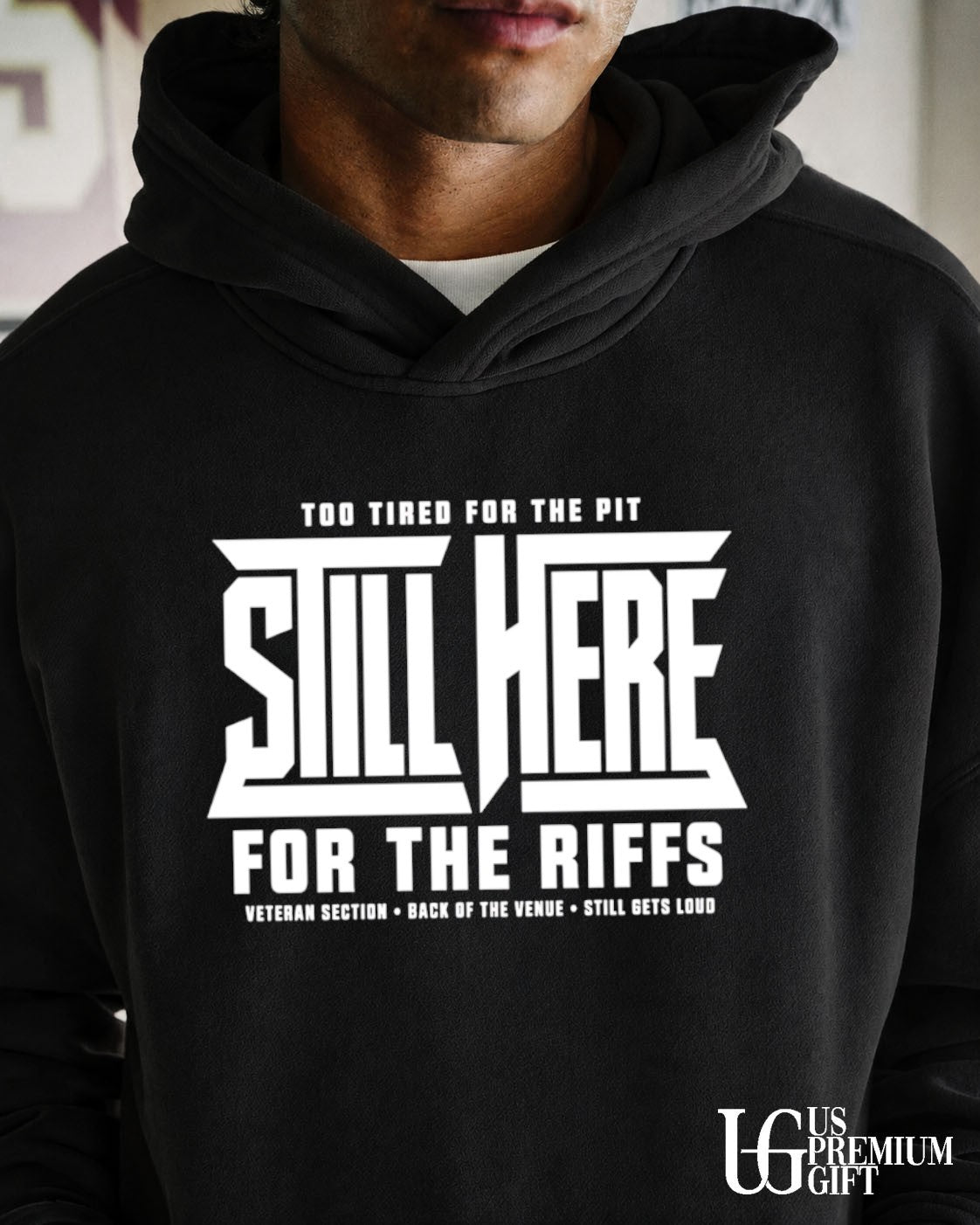 Too Tired for the Pit Still Here for the Riffs Veteran Section Back of the Venue shirt