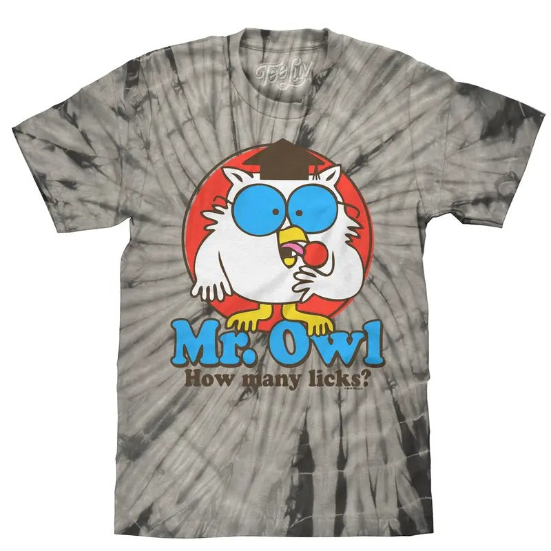 Tootsie Pop Mr. Owl How Many Licks Tie Dye T-Shirt - Black Tie Dye Hoodie, Sweatshirt | UrbanDripWear.com