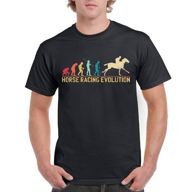 Top Gift T-Shirt for Dad: Evolution of Horse Racing Sports Cotton Comfort made in usa Hoodie, Sweatshirt | UrbanDripWear.com