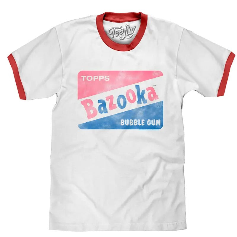 Topps Bazooka Bubble Gum Ringer T-Shirt- Red and White Hoodie, Sweatshirt | UrbanDripWear.com