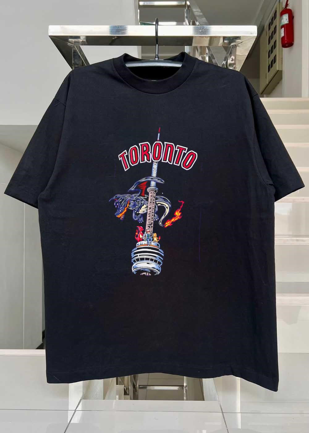 Toronto Ash and Charizard Resting on CN Tower T-Shirt
