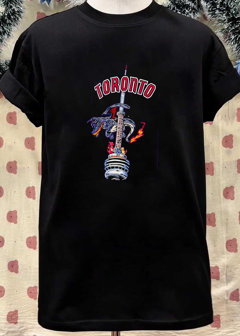 Toronto Ash and Charizard Resting on CN Tower T-Shirt