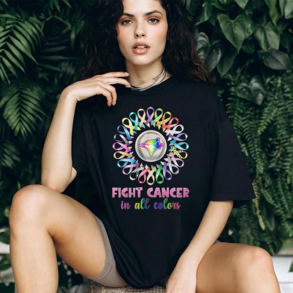Toronto Blue Jays Fight Cancer In All Colors Rainbow Ribbon T Shirt