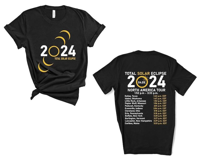 Total Solar Eclipse 2024 Shirt, Double-Sided Shirt, April 8th 2024 Shirt, Celestial Shirt, Gift for Eclipse Lover Hoodie...