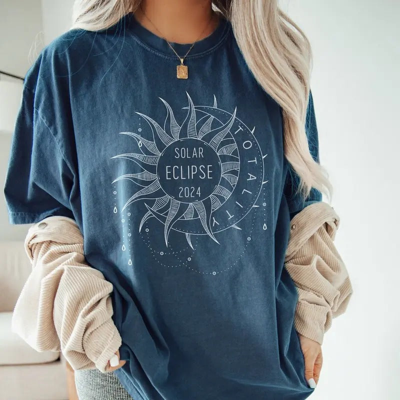Total Solar Eclipse 2024, April 8th Celestial Event Tee, America Totality Eclipse, Boho Sun Moon Shirt, Astronomy Sun...