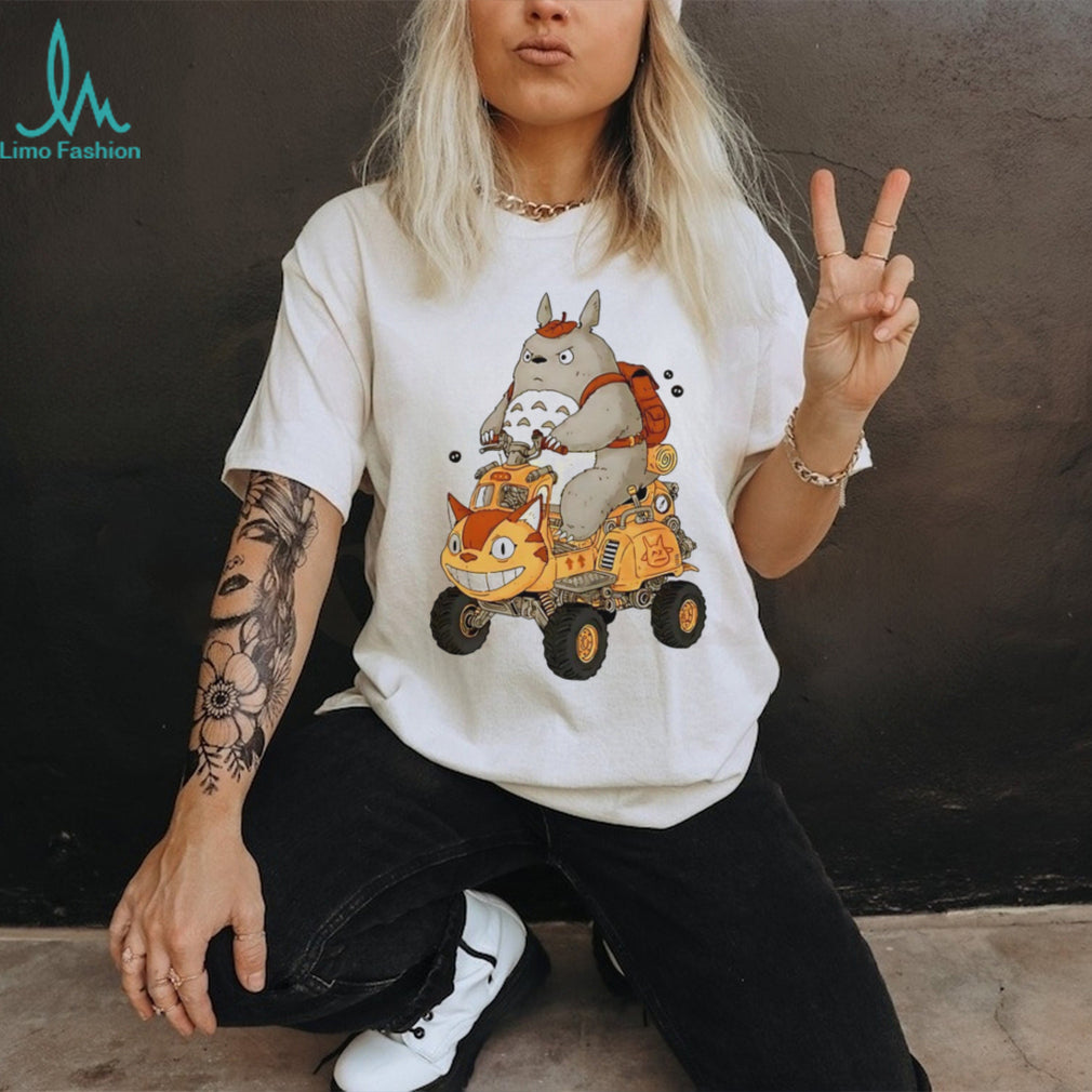 Totoro Riding Catbus ATV Mashup Studio Ghibli Fan T Shirt