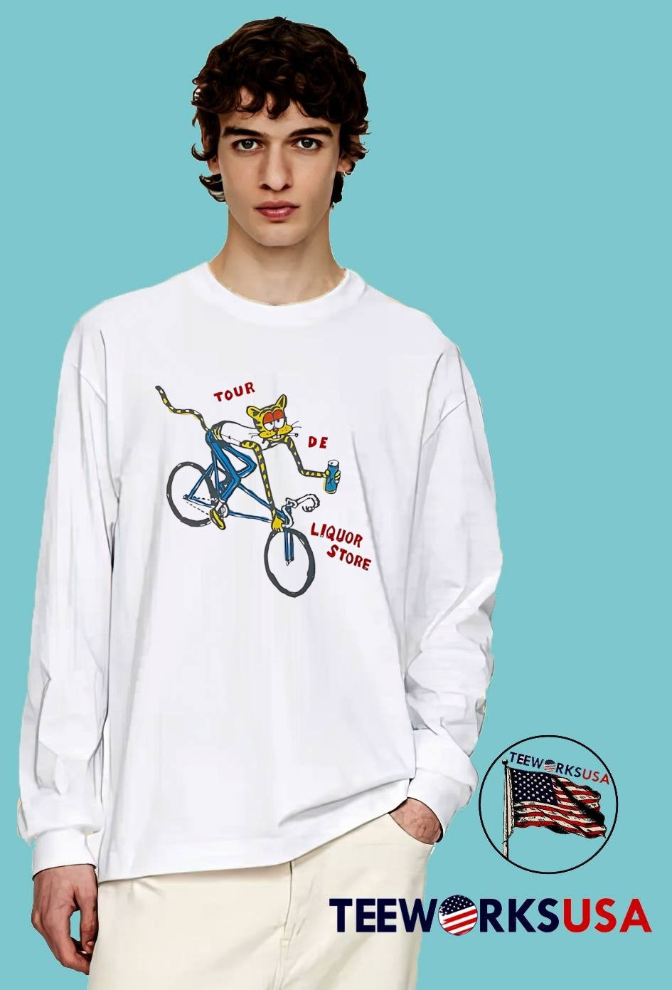 Tour de Liquor Store Cat Riding a Bicycle T-Shirt