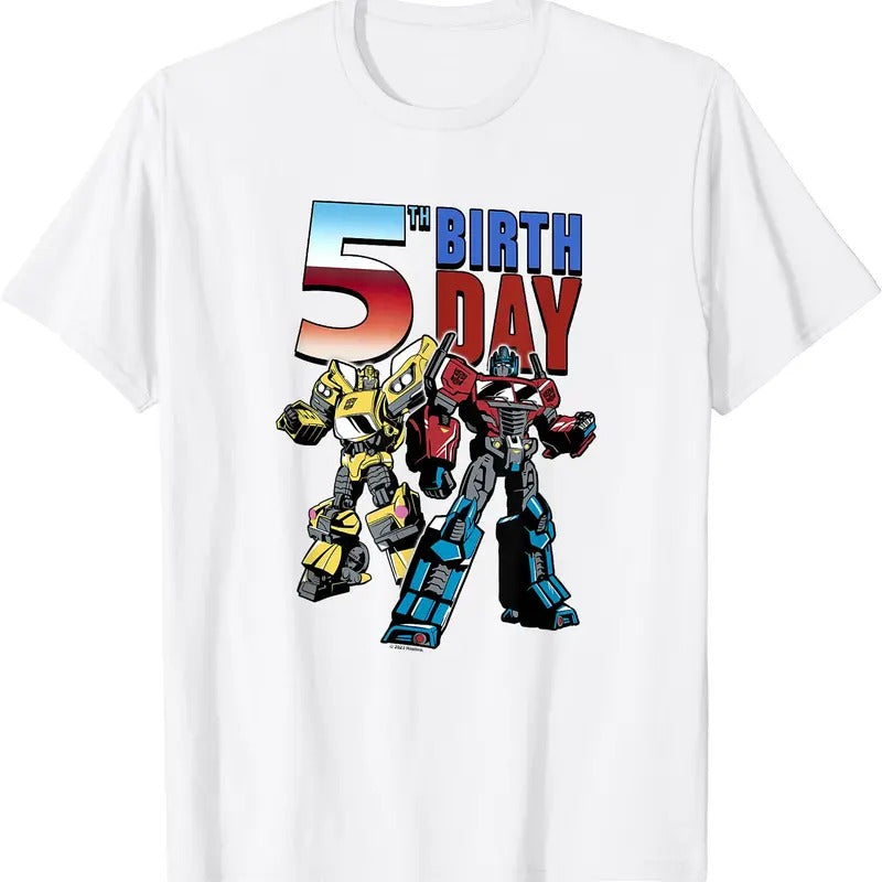 Transformers 5Th Birthday Optimus Prime And Bumblebee Poster T-Shirt Hoodie, Sweatshirt | UrbanDripWear.com