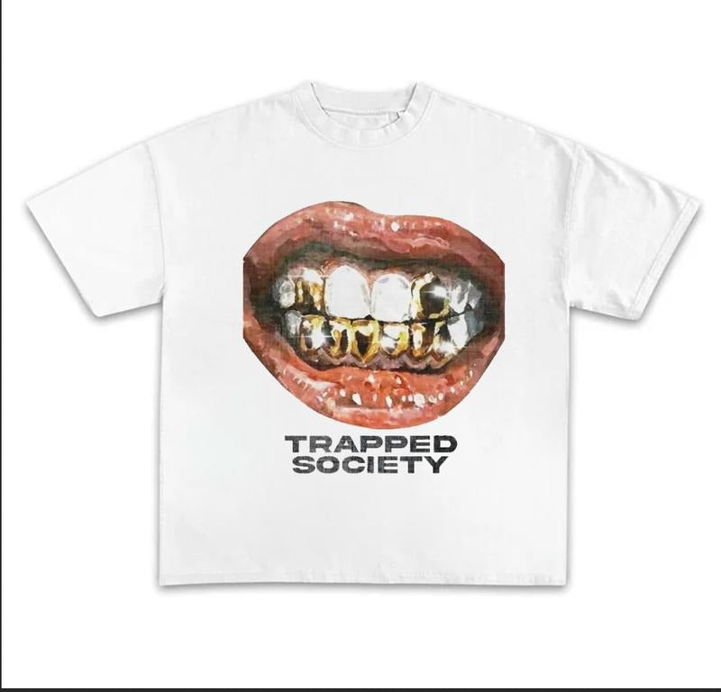 Trapped Society Graphic  Cotton Tee Shirt Opiium Y2k Fashion Streetwear Style Rap Tee Hoodie, Sweatshirt | UrbanDripWear.com
