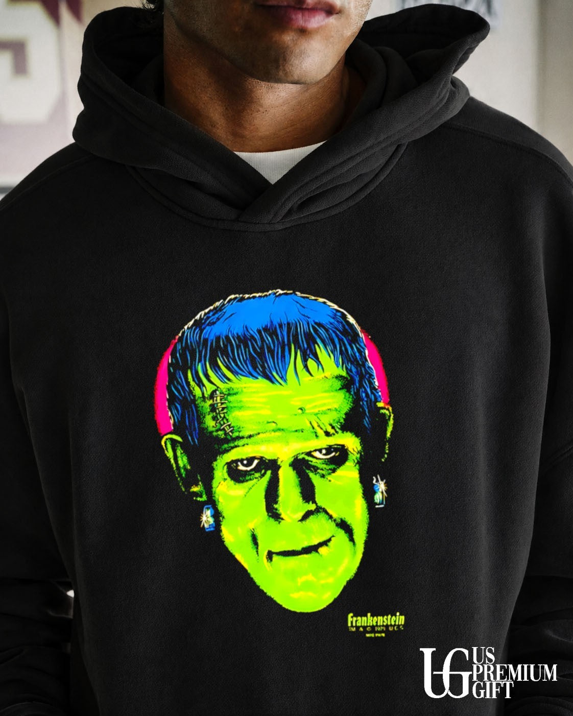Travis Barker wearing Frankenstein shirt
