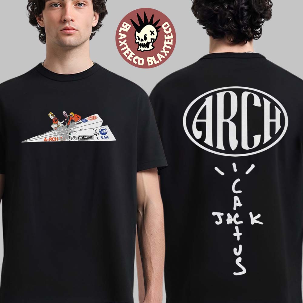 Travis Scott Cactus Jack X Virgil Abloh Arch Paper Plane Two Sided T-Shirt