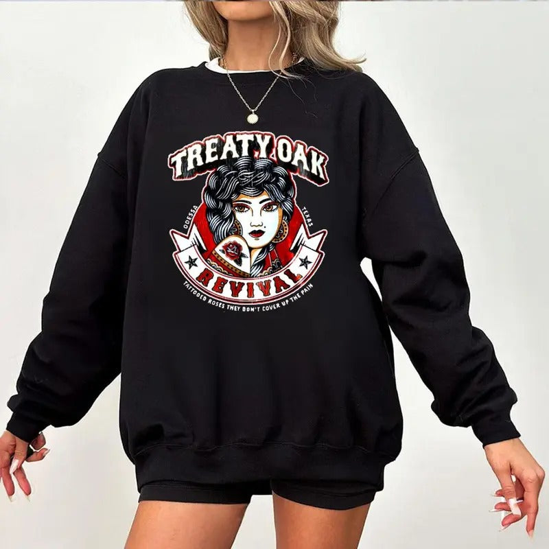 Treaty Oak Revival 2024 Sweatshirt & Unisex Rose Bundle Sweatshirt, Casual Wear for Men and Women T-Shirts, Hoodie