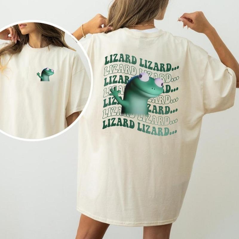 Trending Outfit Funny Meme Lizard 2 sided T-Shirt, Movie Shirts, Funny Graphics Shirt, Unisex, Graphic Tee For Men, For Women