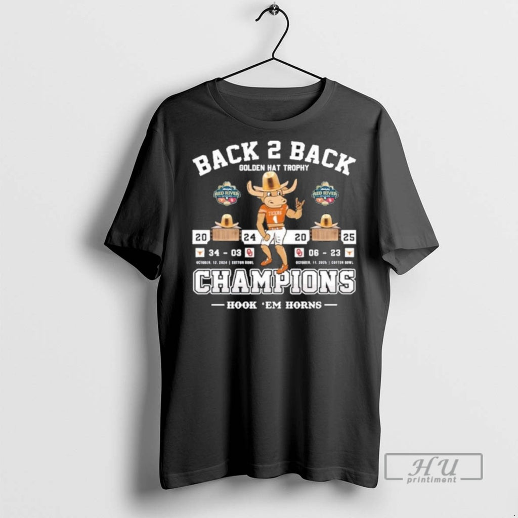 Trending Texas Longhorns Back 2 Back Golden Hat Trophy Champions Graphic Tee Shirts Sweatshirt Hoodies