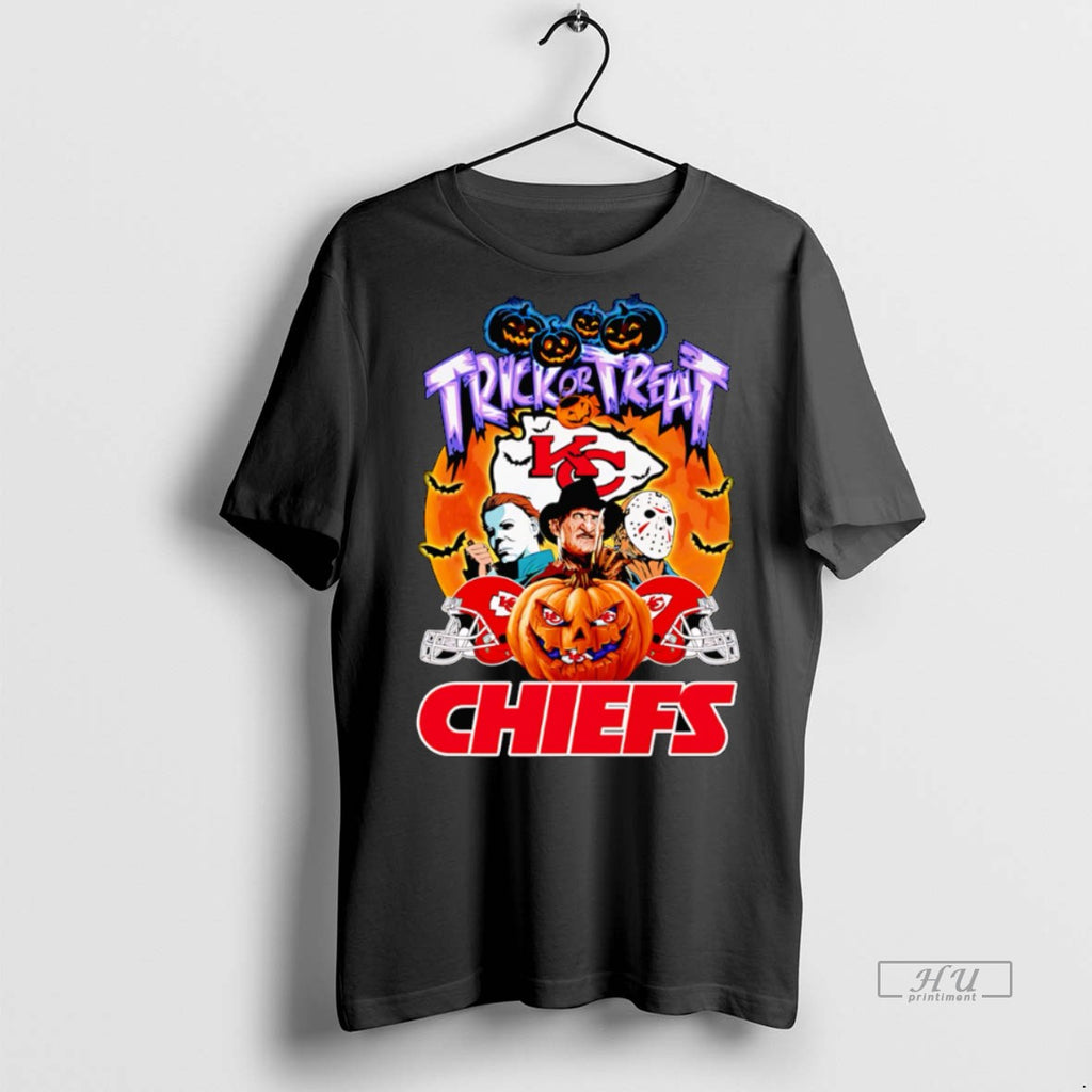 Trending Trick Or Treat Kansas City Chiefs Horror Character Graphic Tee Shirt Sweater