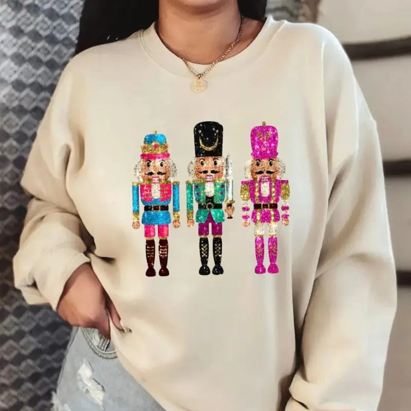 Trendy Christmas Nutcracker Sweatshirt, Girly Christmas Shirt, Unisex Long Sleeve Crewneck Shirt Hoodie | UrbanDripWear.com