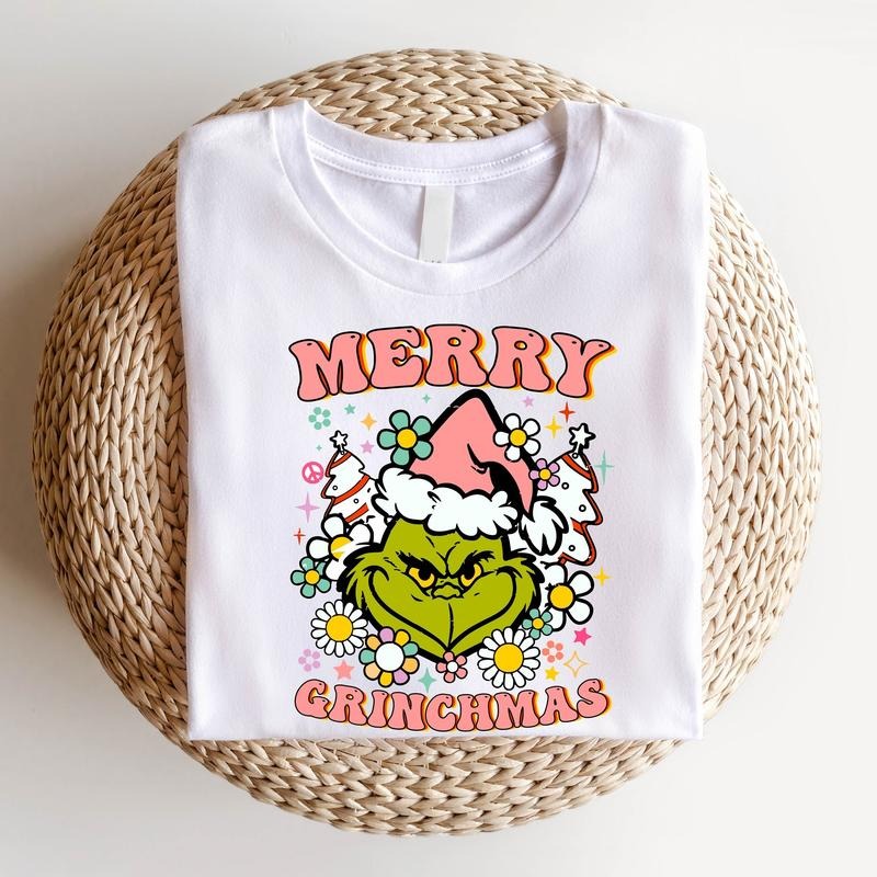 Trendy Christmas Shirt, Retro Floral Christmas T-Shirt, Funny Holiday Gift Tee, Winter Holiday Gift Tee For Woman....