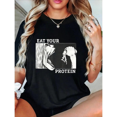 Trendy T - Shirt Featuring a Quirky "Eat Your Protein" Design: A Fun Way to Promote Healthy Eating Habits Hoodie,...