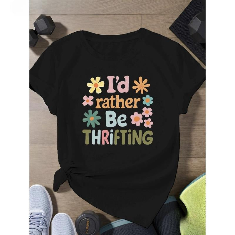 Trendy T - Shirt for Thrifting Enthusiasts: Catchy Statement in Fun Typography with Flower Graphics Hoodie, Sweatshirt |...