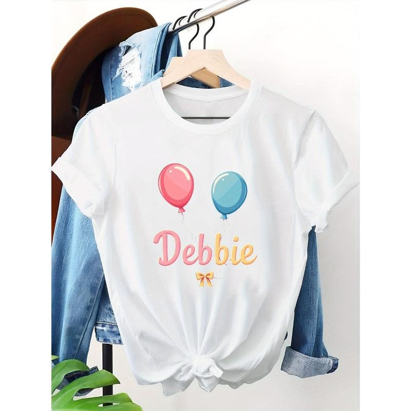 Trendy T - Shirt for a Personalized Look: Stylish Balloon Graphic and Custom Name for a Stand