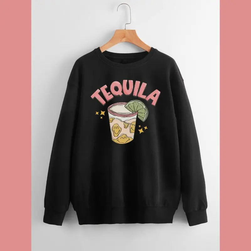Trendy Tequila Sweatshirt - 4 Color Options - Trippy Tequila Lover Crewneck Hoodie T-Shirts | UrbanDripWear.com