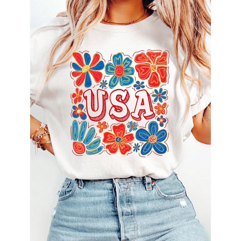 Trendy USA T - Shirt: Flaunt Your American Pride with a Floral Twist Hoodie, Sweatshirt | UrbanDripWear.com