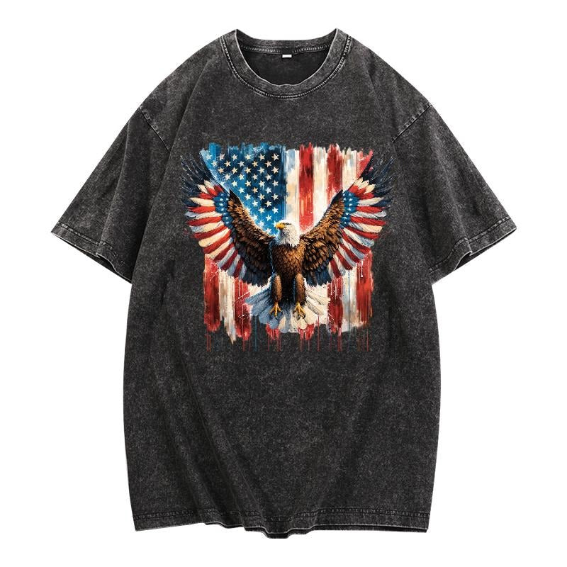 Trendy Washed T - Shirt: Emblematic Eagle Representation for American Pride style 02 Hoodie, Sweatshirt | UrbanDripWear.com