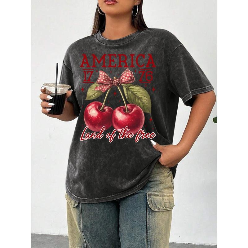 Trendy Washed T - Shirt: Retro - styled Patriotic Design with a Sweet Twist Hoodie, Sweatshirt | UrbanDripWear.com