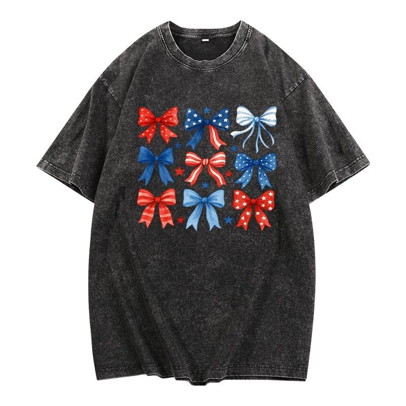 Trendy Washed T - Shirt: Rock a Playful Bow Design style 02 Hoodie, Sweatshirt | UrbanDripWear.com