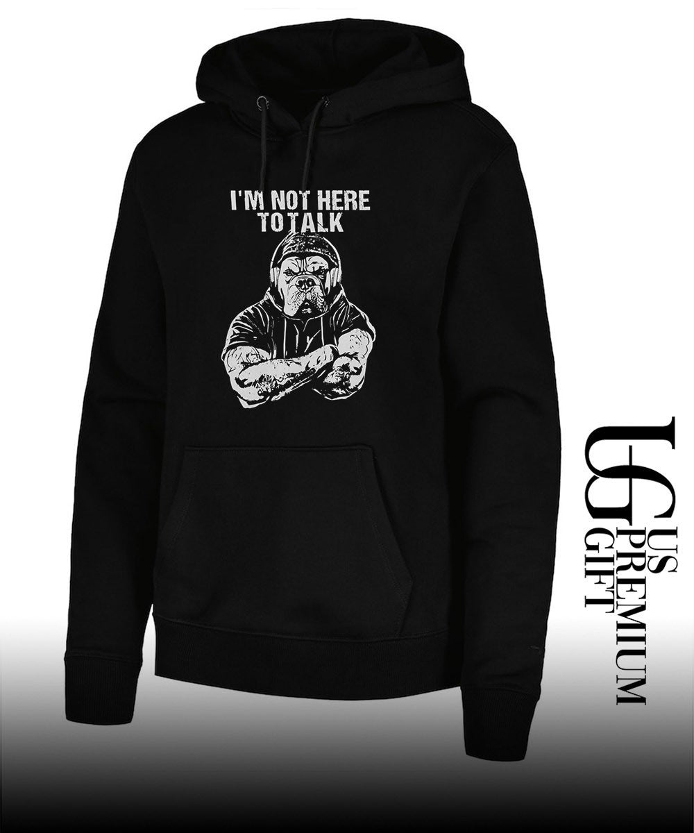 Trevor Rogers wearing Bulldog I’m Not Here To Talk shirt