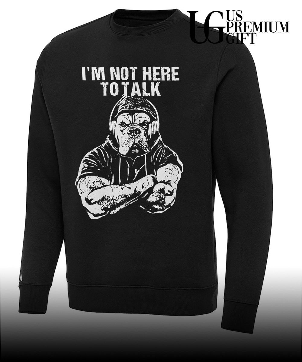 Trevor Rogers wearing Bulldog I’m Not Here To Talk shirt