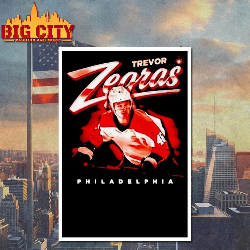 Trevor Zegras Philadelphia Flyers Player Bitmap Retro Shirt