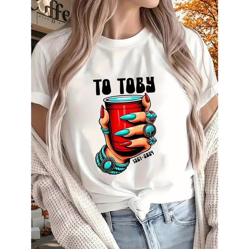 Tribute - inspired and Trendy T - Shirt: "TO TOBY" with Stylish Hand - holding