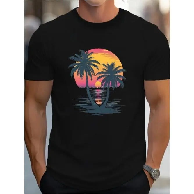 Tropical Sunset Palms MEN'S T-shirt comfortable edition Made in USA Hoodie, Sweatshirt | UrbanDripWear.com