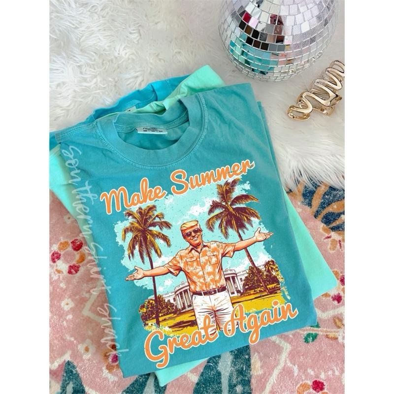 Tropical Trump Make Summer Great Again T shirt  | Seafoam comfort colors t shirt Hoodie, Sweatshirt | UrbanDripWear.com