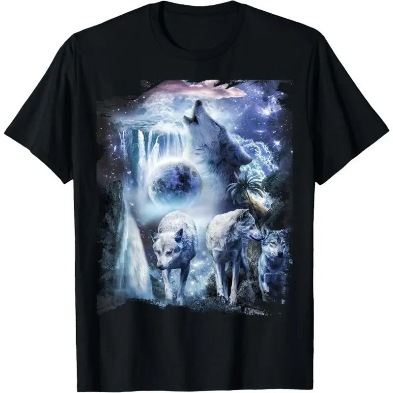 Tropical Wolves Wolf Howling At Moon T-Shirt Hoodie, Sweatshirt | UrbanDripWear.com