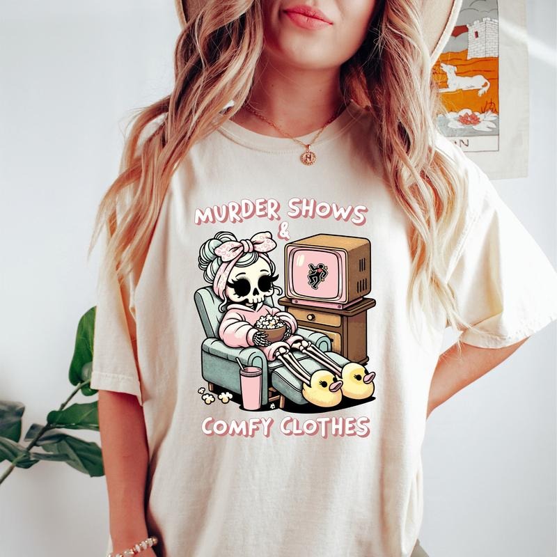 True Crime T-Shirt for Women I Like Murder Shows Graphic Tee Casual Summer Crewneck Party Wear Comfortable Slim Fit Top...