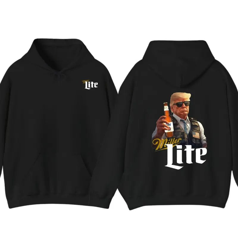 Trum MAGA Cheers With Lite Beer Hoodies, T-Shirt, Chillin Like Trum, Lite Beer Lover Sweatshirt | UrbanDripWear.com