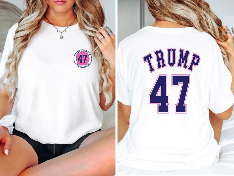Trump 47 Shirt Back Print, Matching Supporter Tee, Election 2024 T-shirt, Republican Gift Tee, Patriotic Short Sleeve,...
