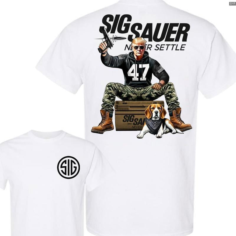 Trump 47th Sig Sauer 2Sided T-Shirt, Retro Crewneck, Gift For Lovers,, Trendy Top Hoodie, Sweatshirt | UrbanDripWear.com