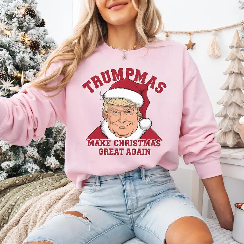 Trump Christmas Sweatshirt, Christmas Republican Shirt, Santa Trump Christmas Shirt, Donald Trump Shirt, Funny Trump...
