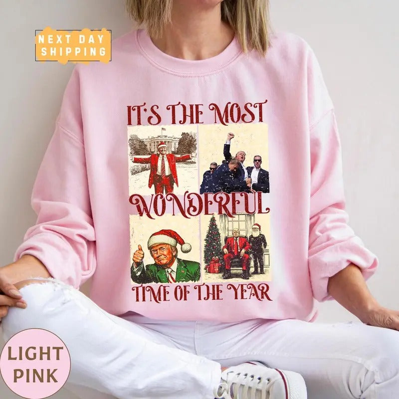 Trump Christmas Sweatshirt, Funny Trump 2024 Holiday Shirt, Trump Nation Xmas Tee, Patriotic Christmas Sweatshirt, Trump...