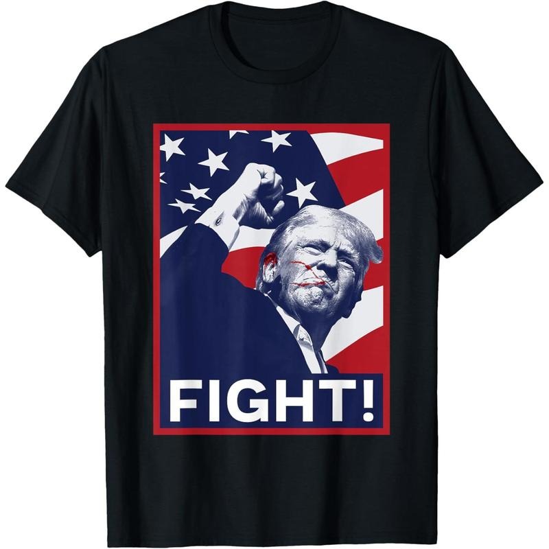 Trump Fight! Fist Pump US Flag Poster 2024 T-Shirt Hoodie, Sweatshirt | UrbanDripWear.com